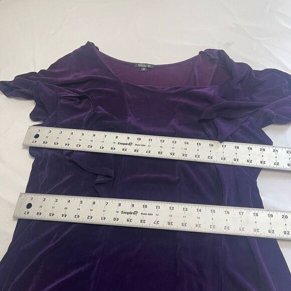 Vikki Vi Royal Purple Flutter Slinky Top Blouse Plus Size 1X - Picture 7 of 9